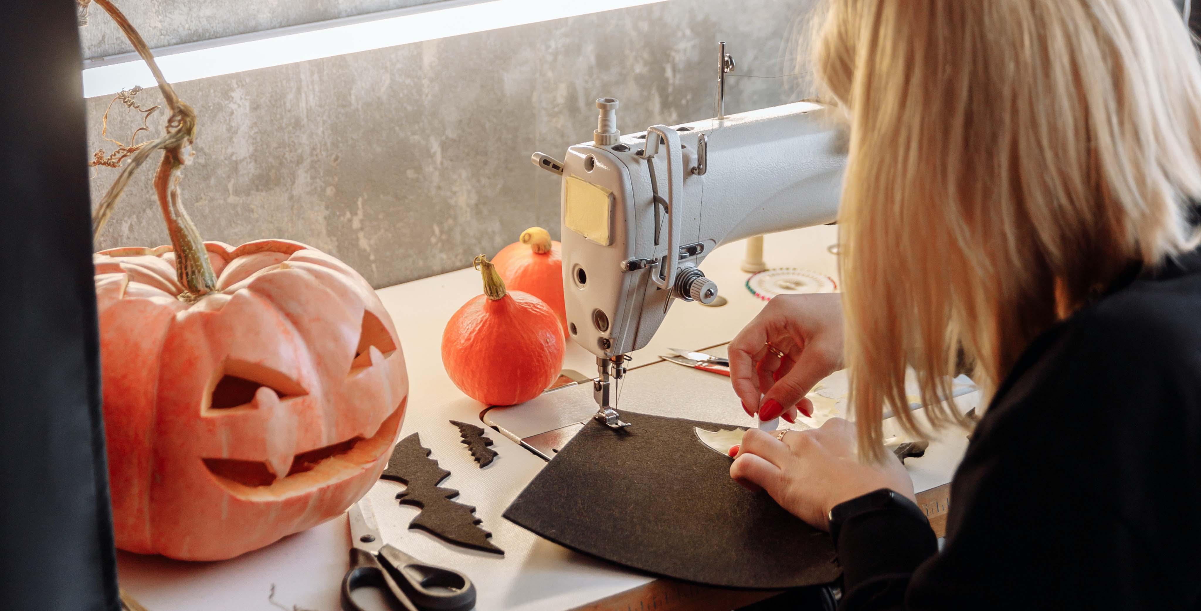 woman crafting decorations